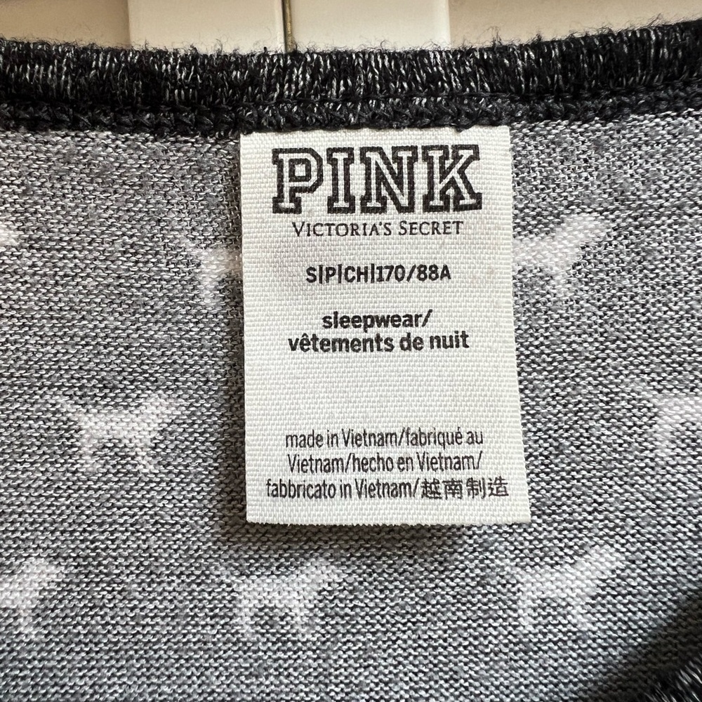 Victoria Secret PINK Women’s Sz XS Super Soft Pajama Sleepwear Shirt Gray Top - Picture 3 of 8